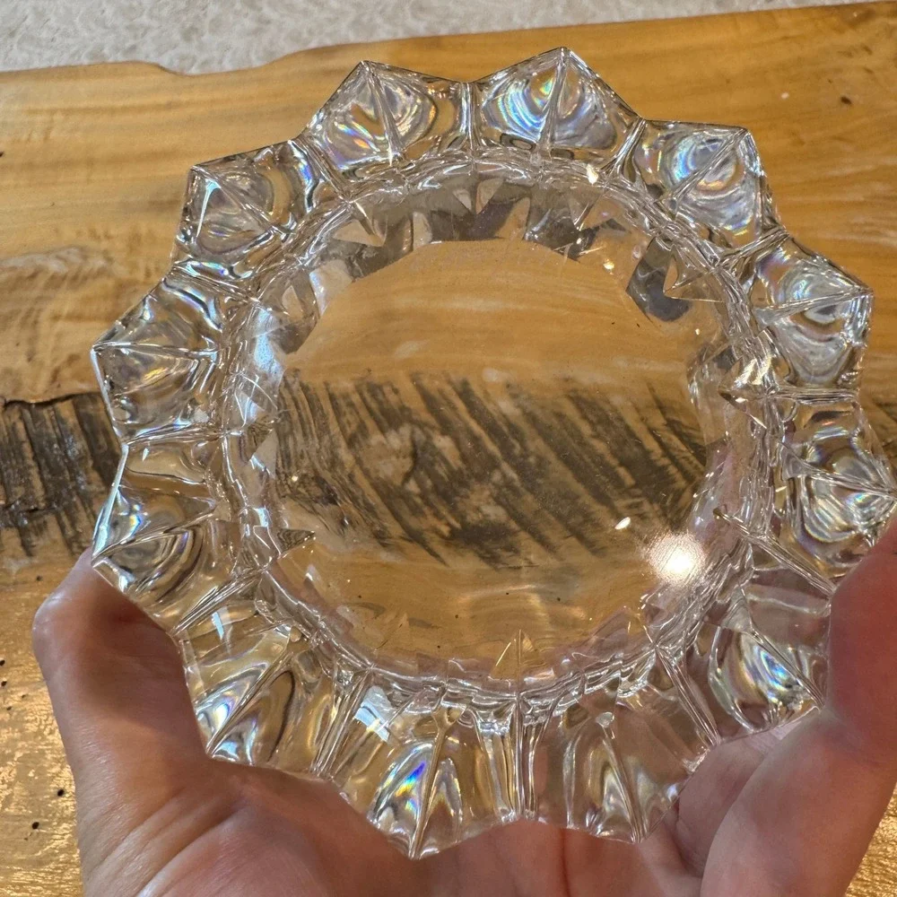 Orrefors Fleur Crystal Bowl Signed Lead Crystal Sweden 4.5
